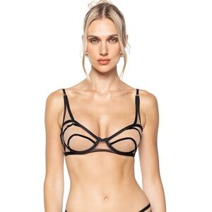 God Save Queens Lana Bra Black Mesh Twist Size Small MSRP $129 30D 32C 34B 36AA